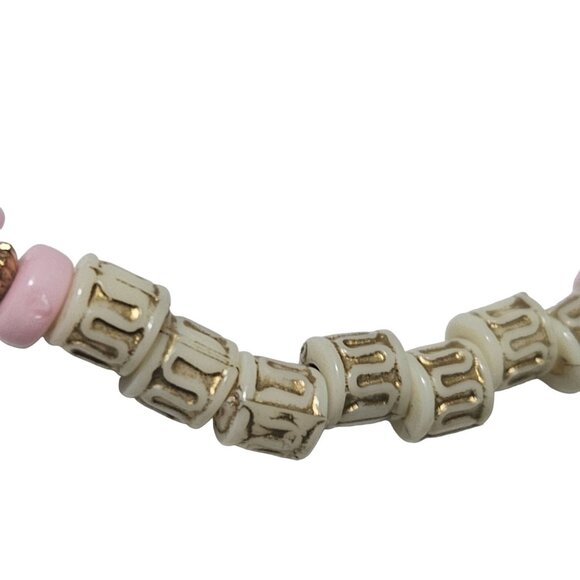 Hamsa Hand of Fatima Beaded Charm Bracelet Pink White Beads Love Charms Women - Picture 3 of 4